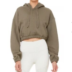ALO YOGA Stadium Cropped Quarter Zip Hoodie Size Small